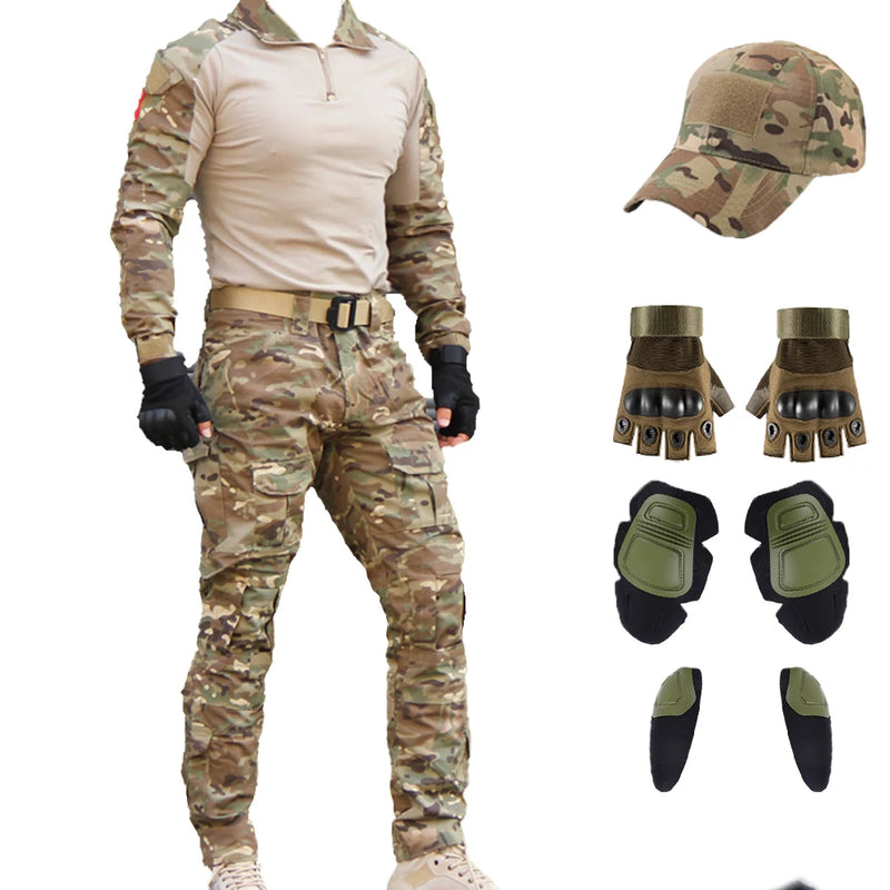 Conjunto Tático Camuflado Bravo – Roupas para Airsoft, Paintball e Pesca | Alta Resistência e Conforto