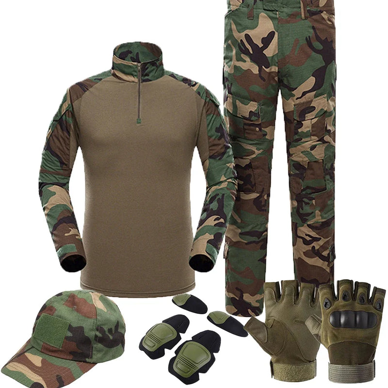 Conjunto Tático Camuflado Bravo – Roupas para Airsoft, Paintball e Pesca | Alta Resistência e Conforto