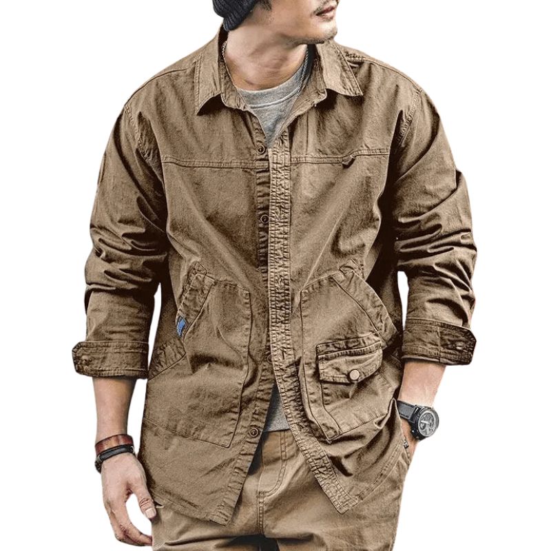 Jaqueta Masculina Safari Vintage – Jaqueta Casual de Algodão