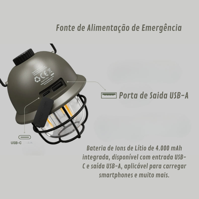 Lanterna de Camping Recarregável NITECORE LR40 – LED Portátil 100 Lumens, Resistente à Água e Alta Performance